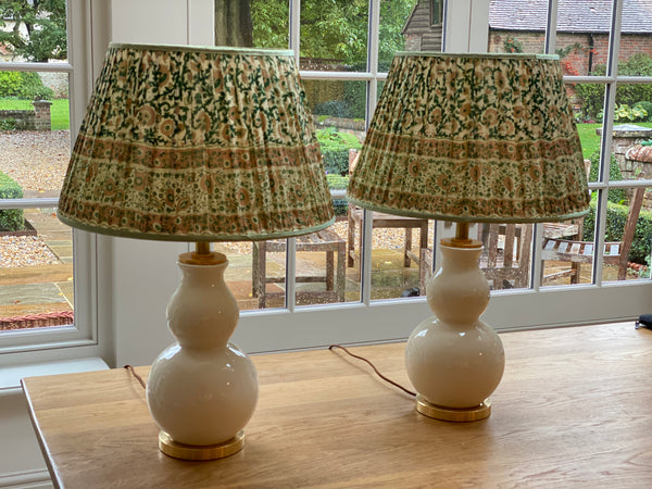 Pair of Gourd Table lamps with Parchment Shades