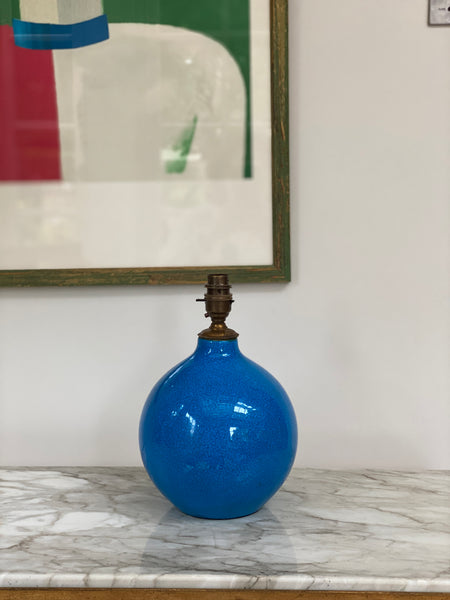Vintage blue ball table lamp