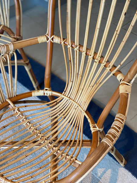 Pair of attractive vintage cane chairs