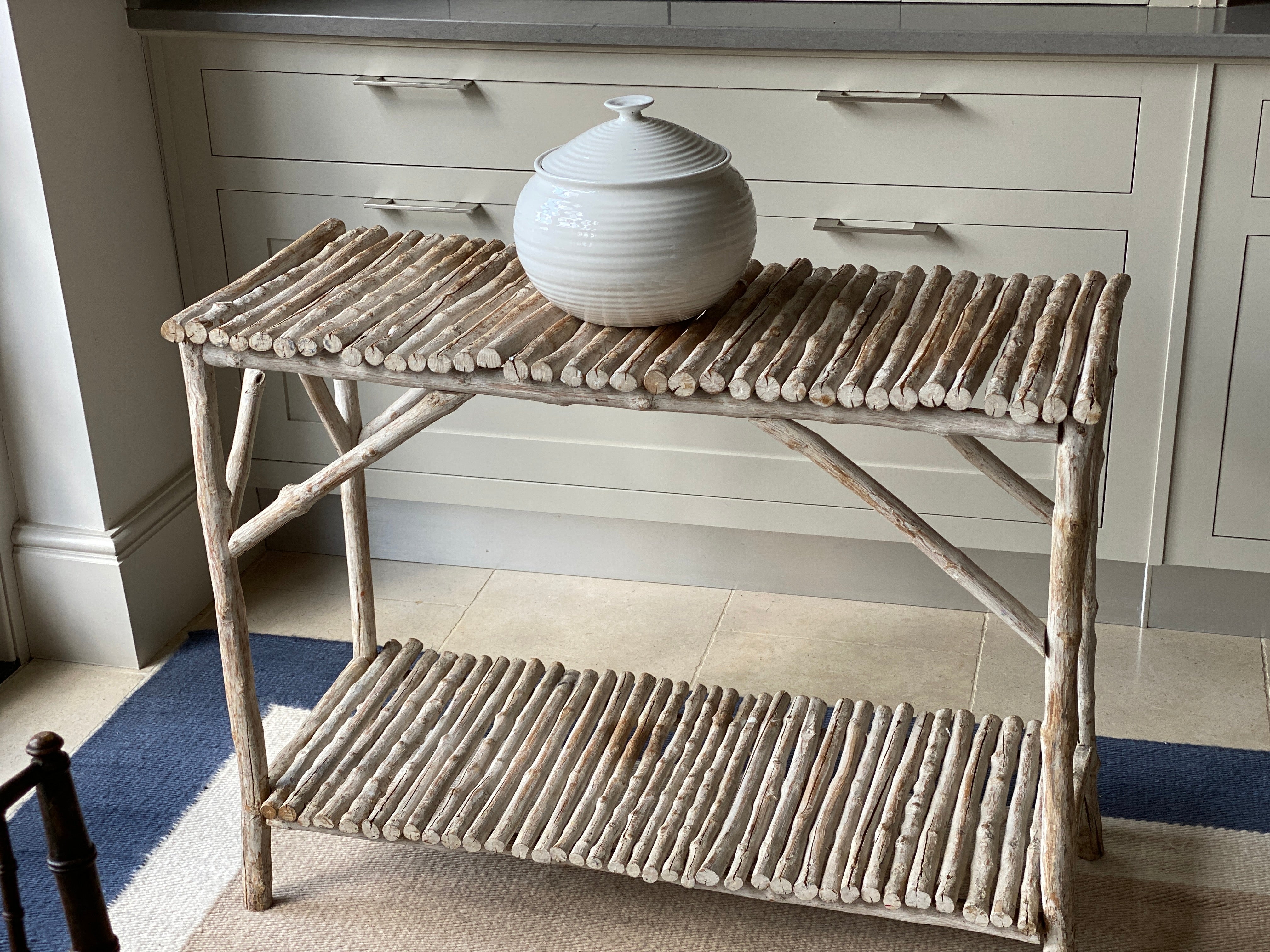 Painted Heavy Twig Console Table with Shelf