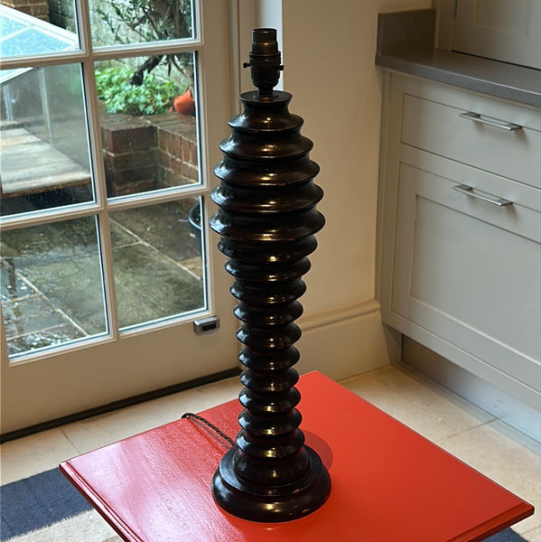 Tall Vintage Ebonised Wooden lamp