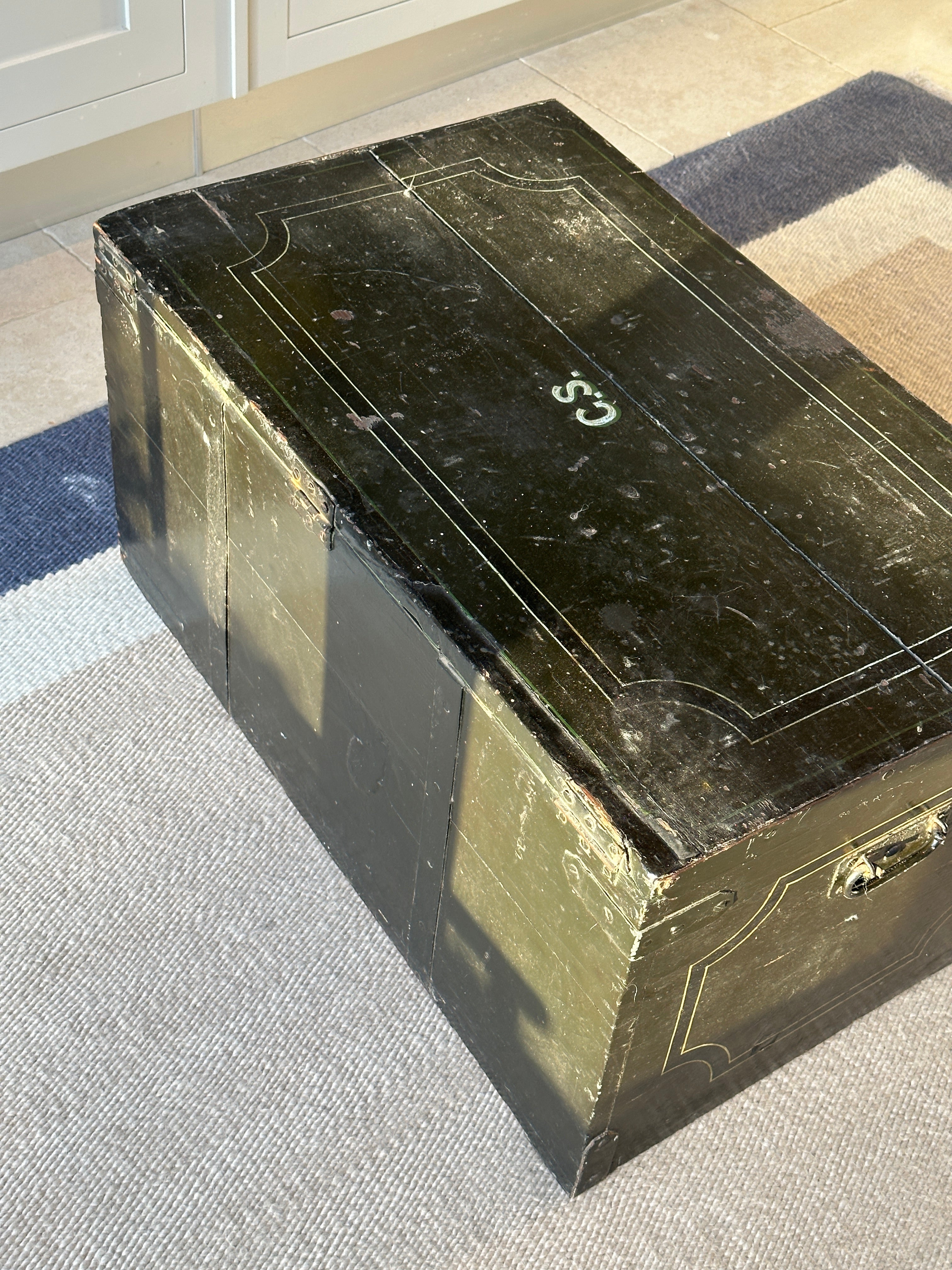 Heavy Wooden Trunk in Dark Green