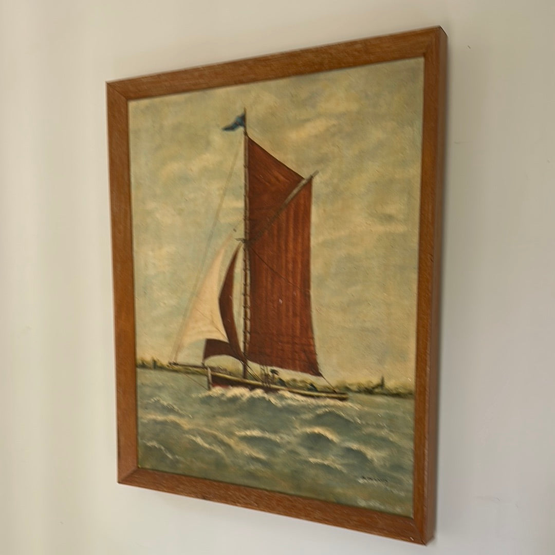 Small Nautical Oil Painting signed M.Delanty