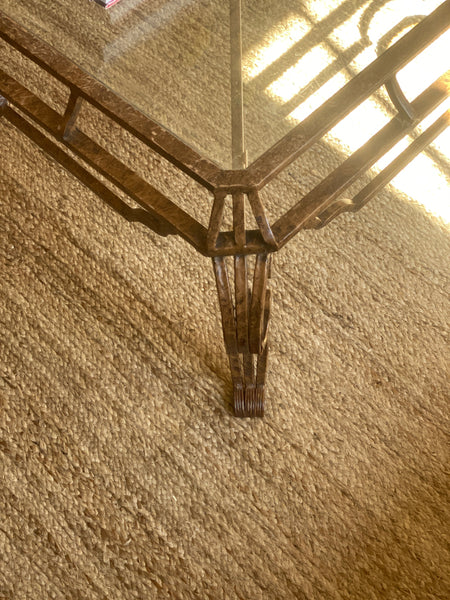 Large vintage glass topped table