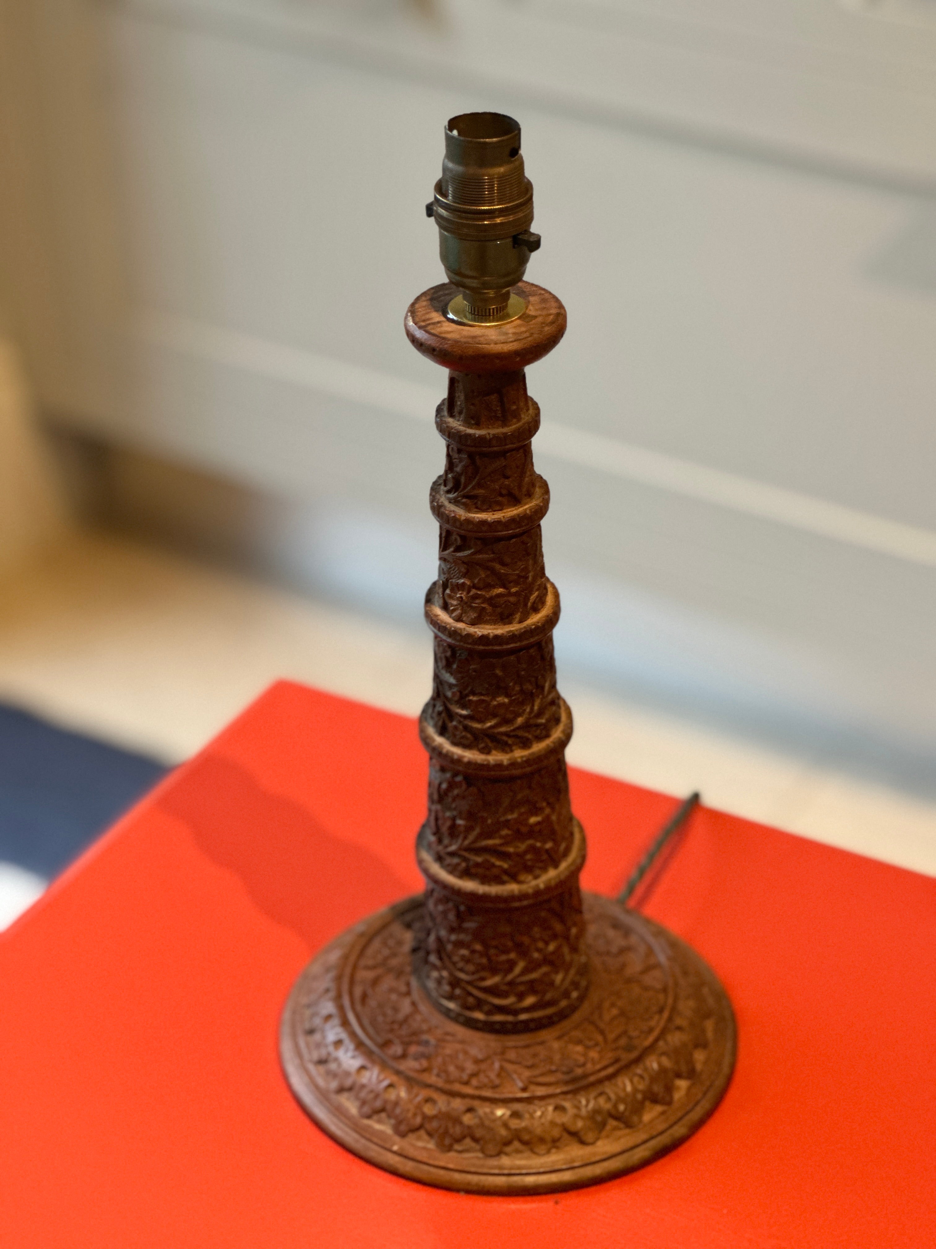 Beautiful Vintage Hand Carved Table Lamp