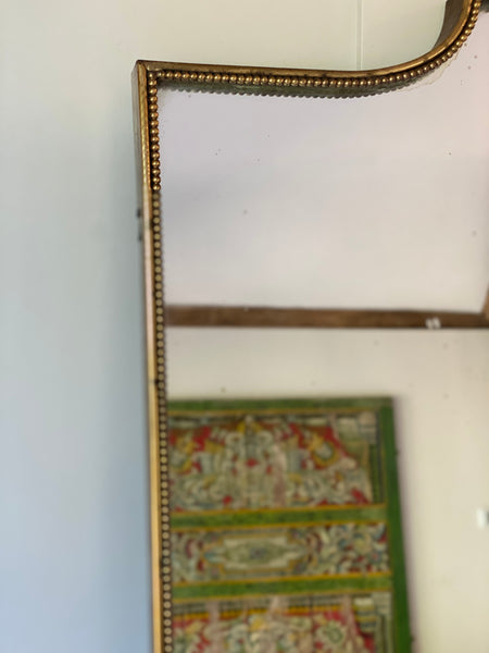 Large 1950s Italian Brass Shield Mirror  (86.5 H 50cm W)