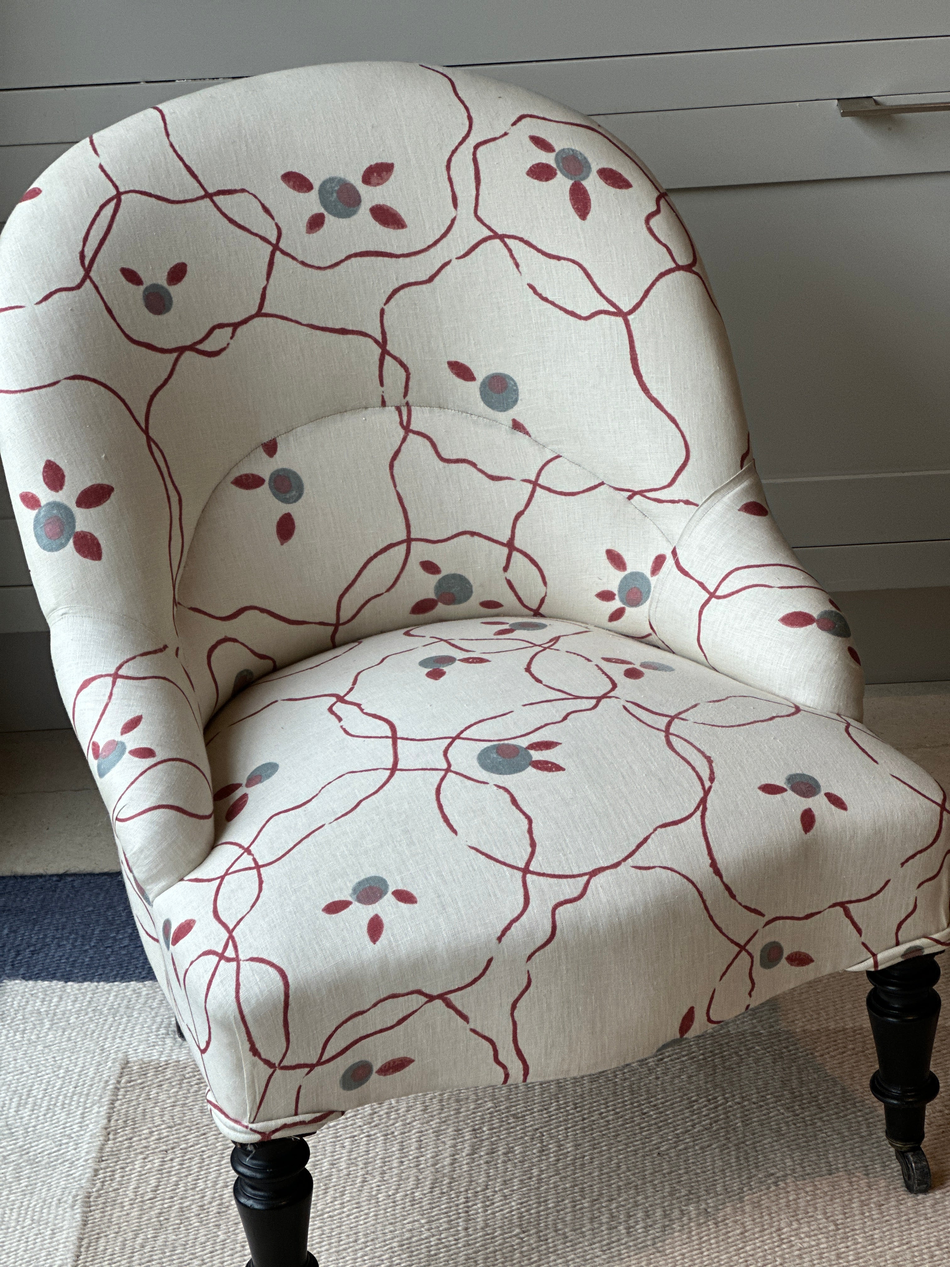 French Tub Chair in Rosa Bernal Jerez Roja