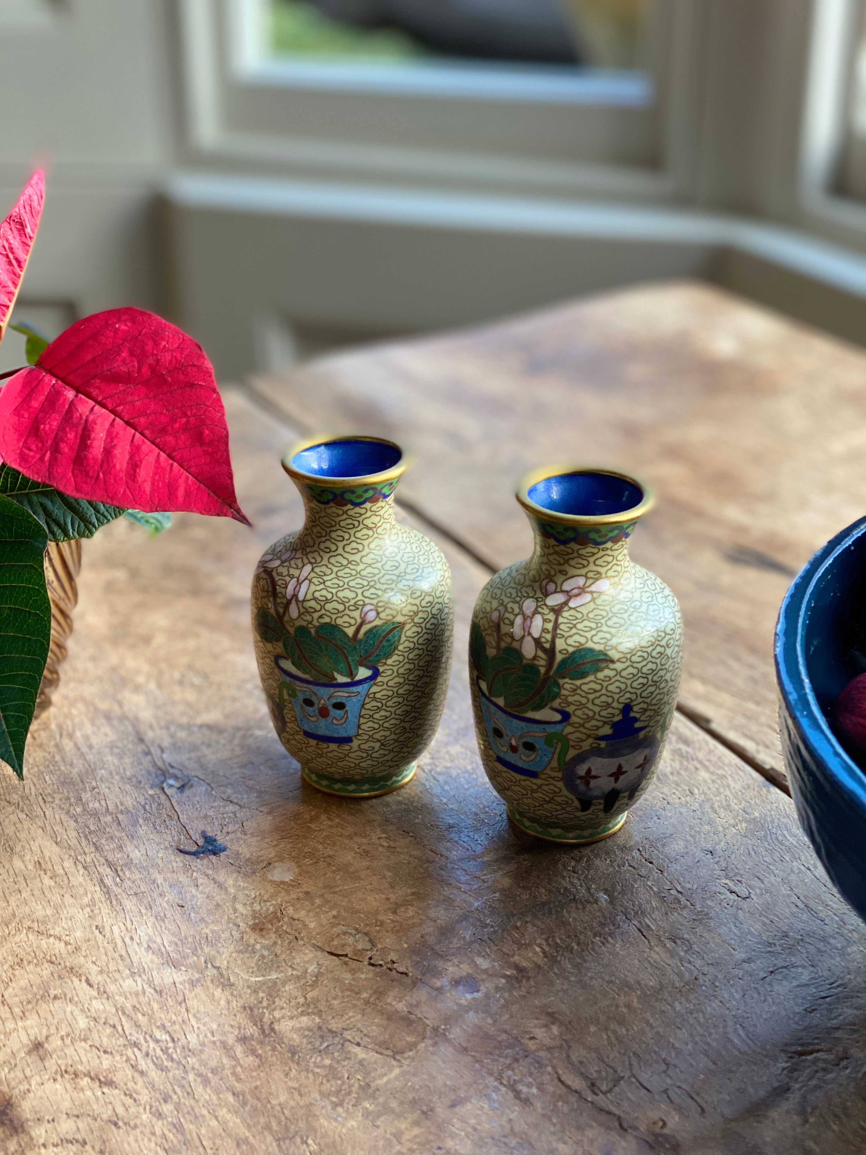 Pair of modern cloisonné vases