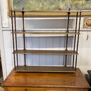Large Vintage Faux Bamboo and Brass Inlaid Wall Shelves