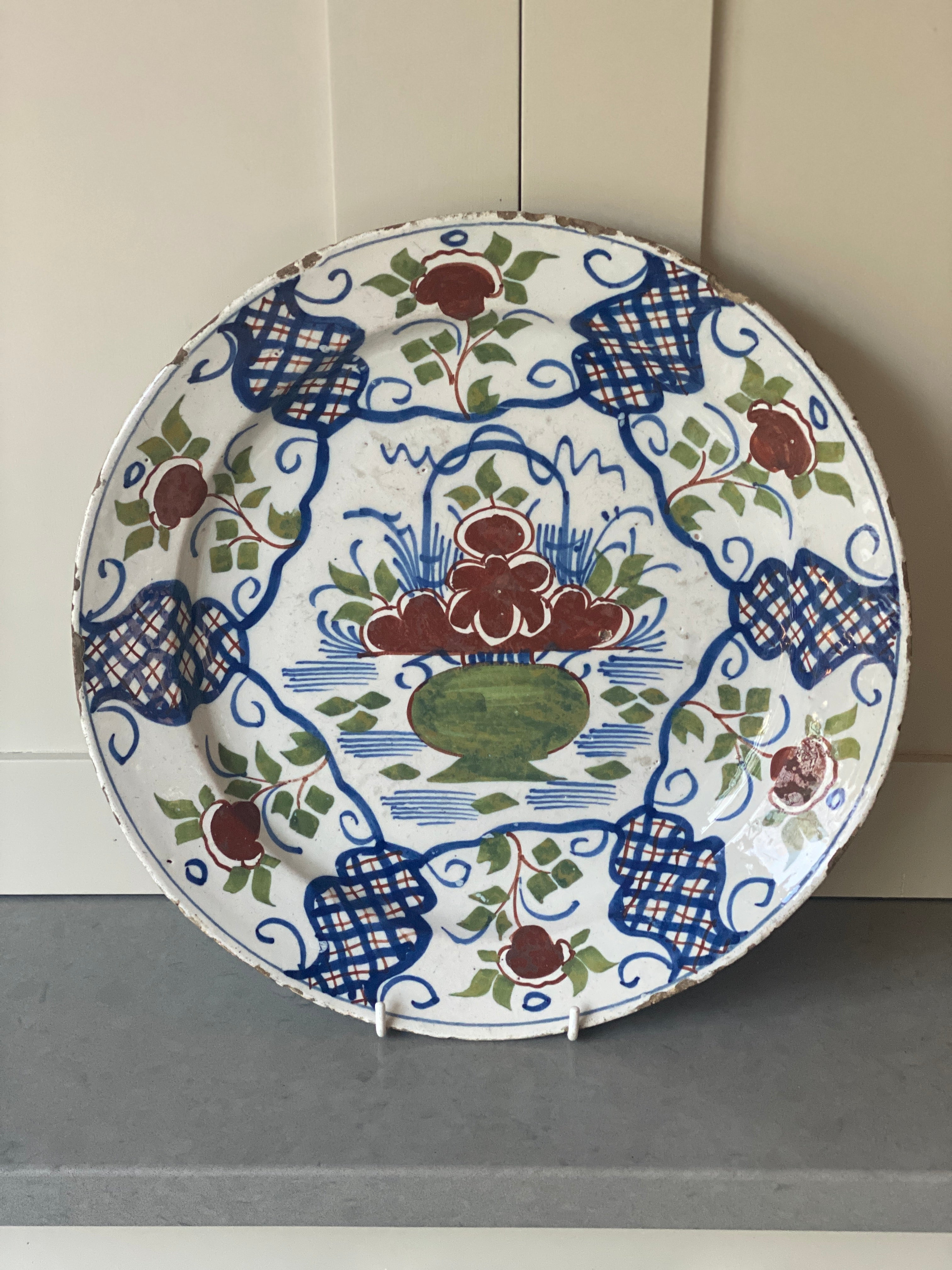 18th Century Polychrome Delft Charger