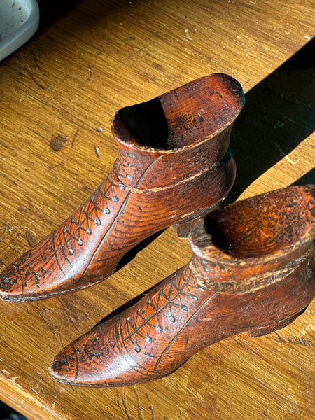 Small Decorative Wooden Boots