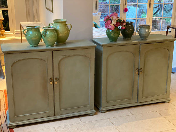 Really Attractive Pair of Painted Cupboards with 14 Drawers