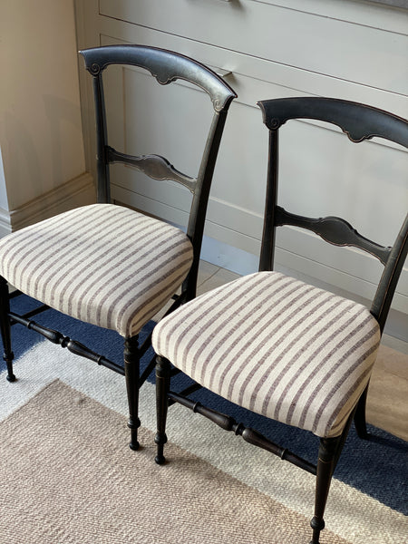 Pair of Newly Recovered Ebonised Chairs