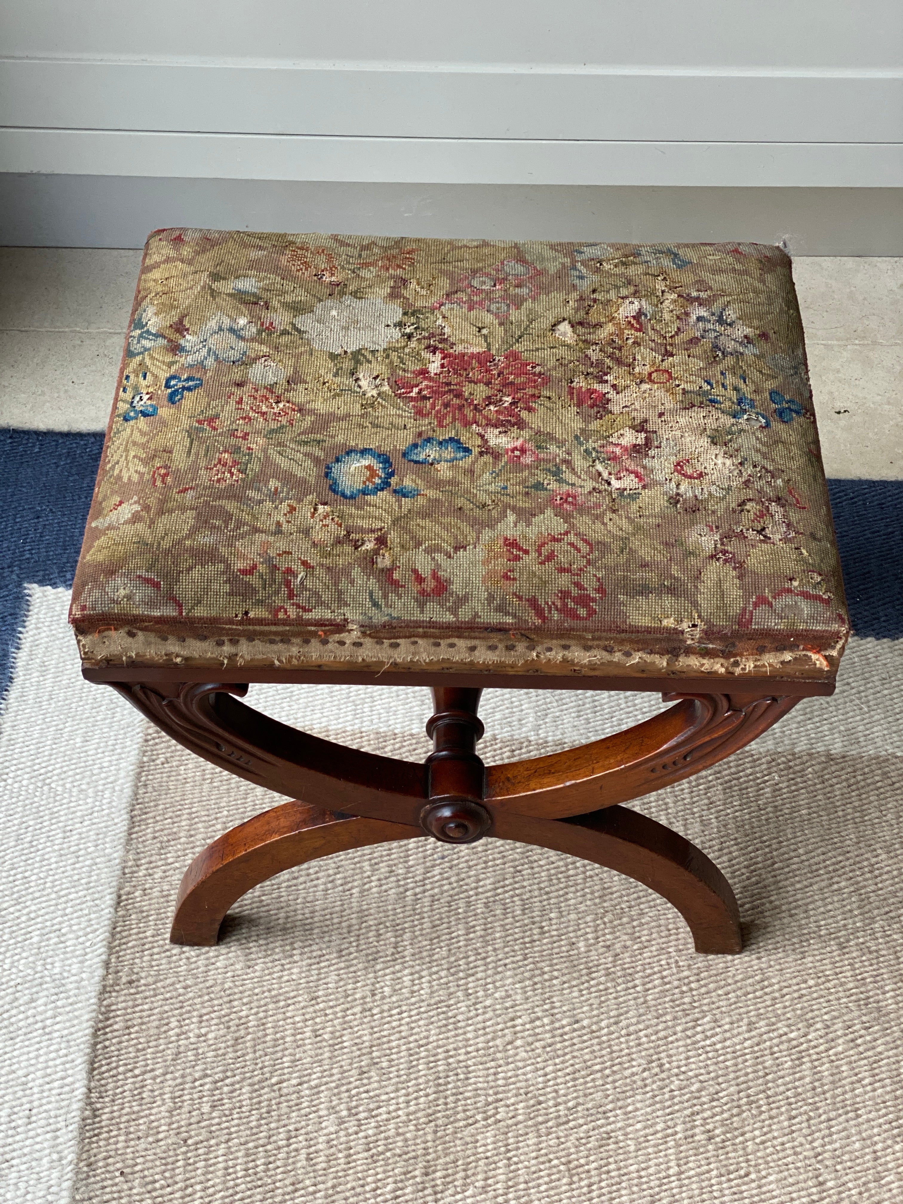 Late Regency Mahogany X-Frame Stool