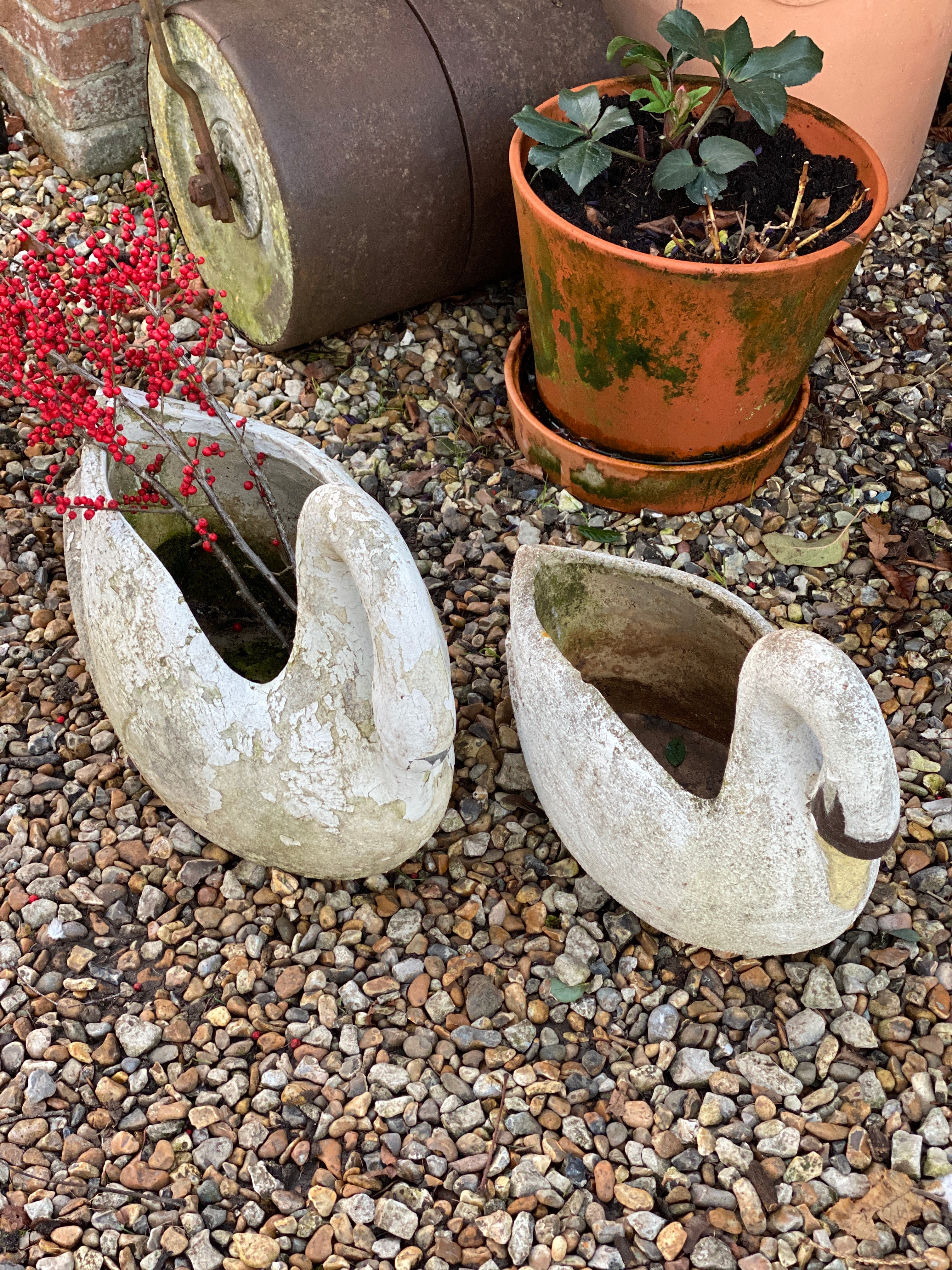 Small Vintage French Swan Planter