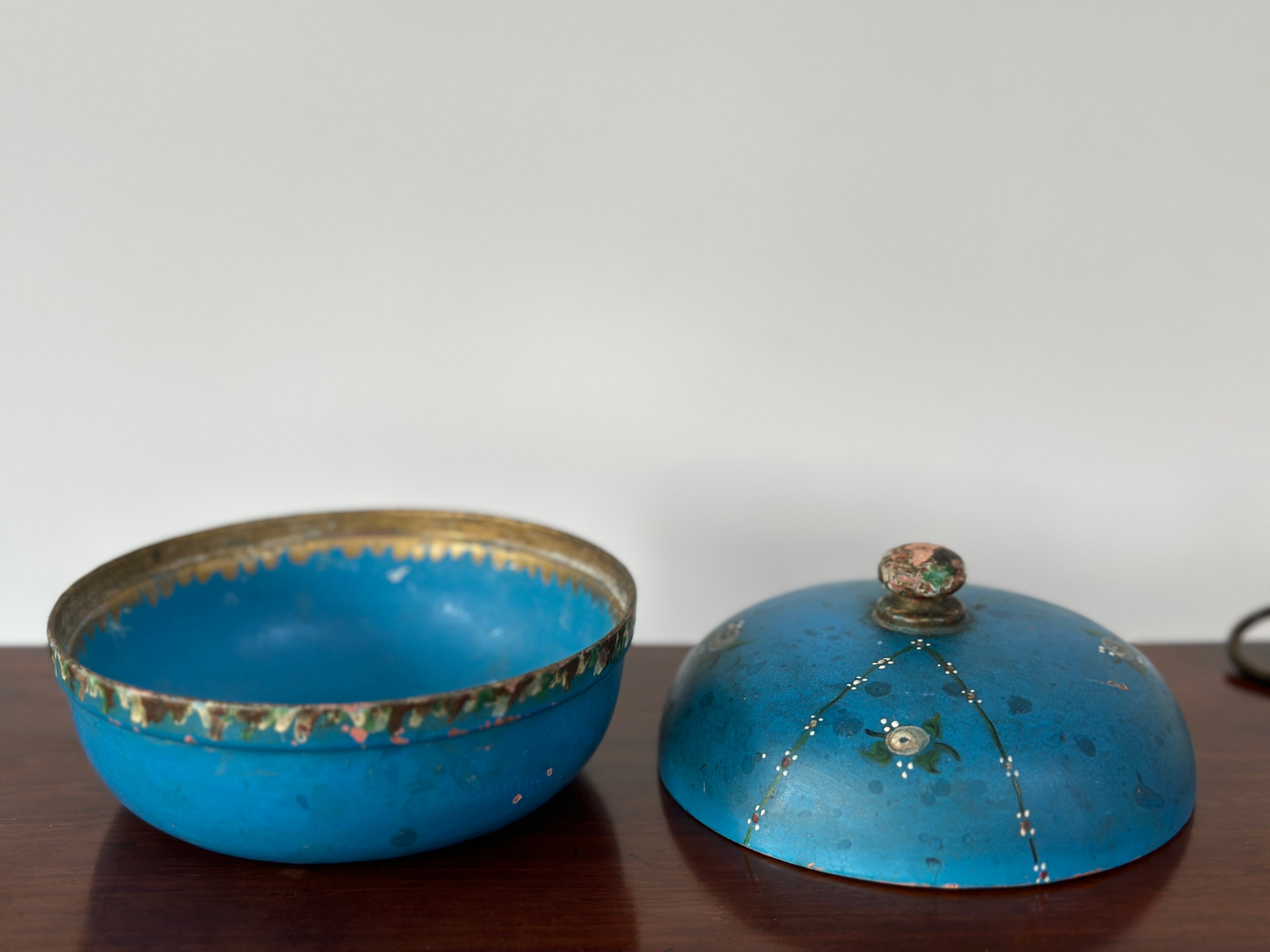 Turquoise Papier Mache Trinket Box