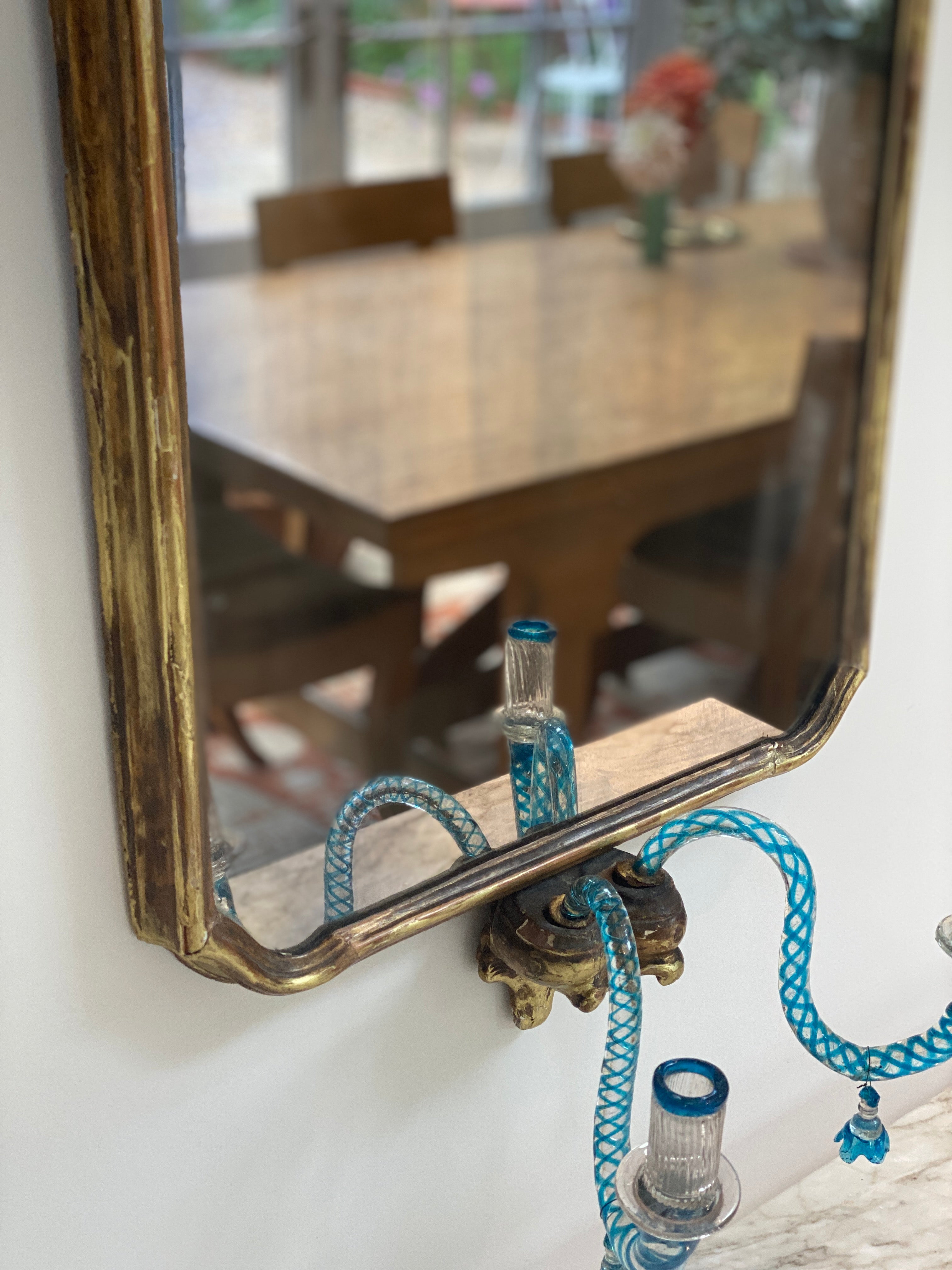 A beautiful 18th Century Venetian Gilt Mirror with Murano Candle holders