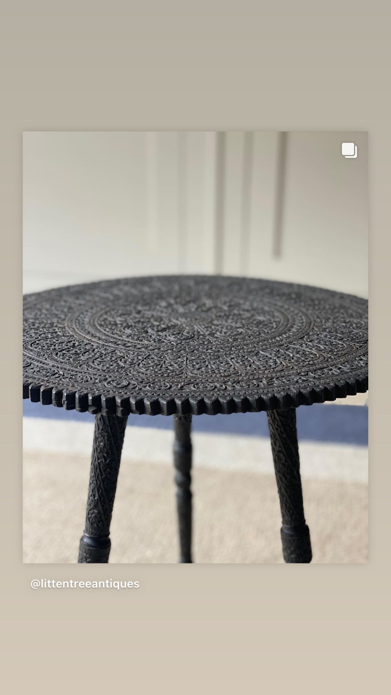 Small Anglo-Burmese Hand Carved Side Table