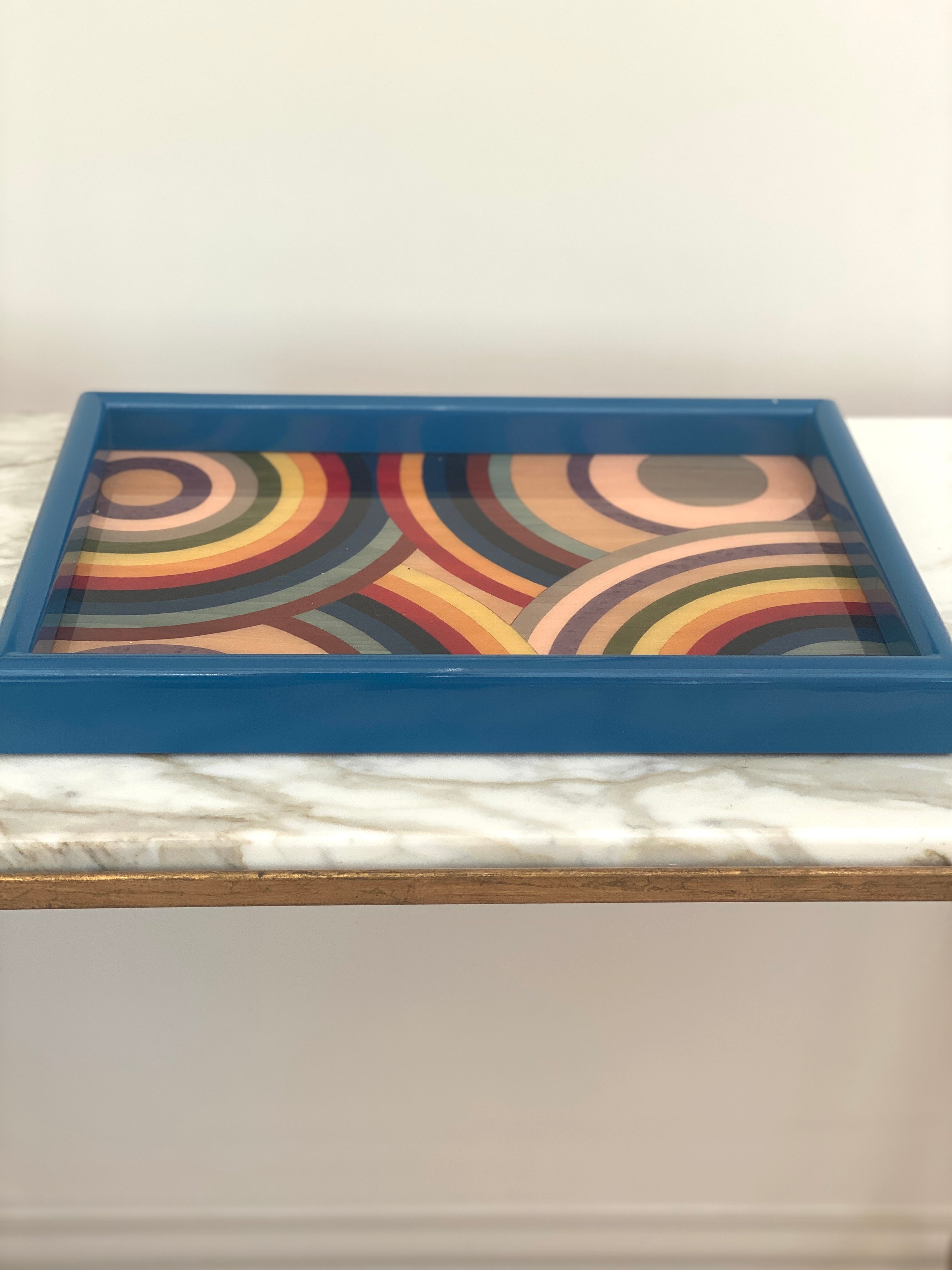 Royal Blue Handmade Marquetry Tray