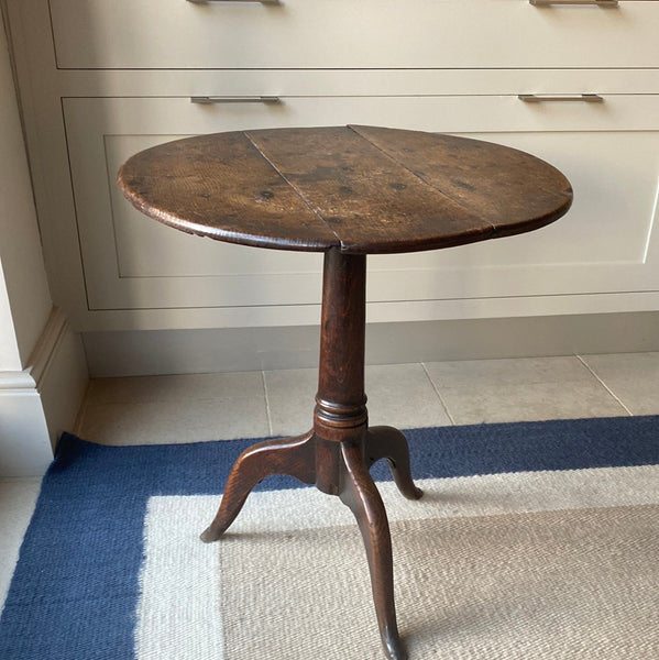 Oak Tripod Table with Historic