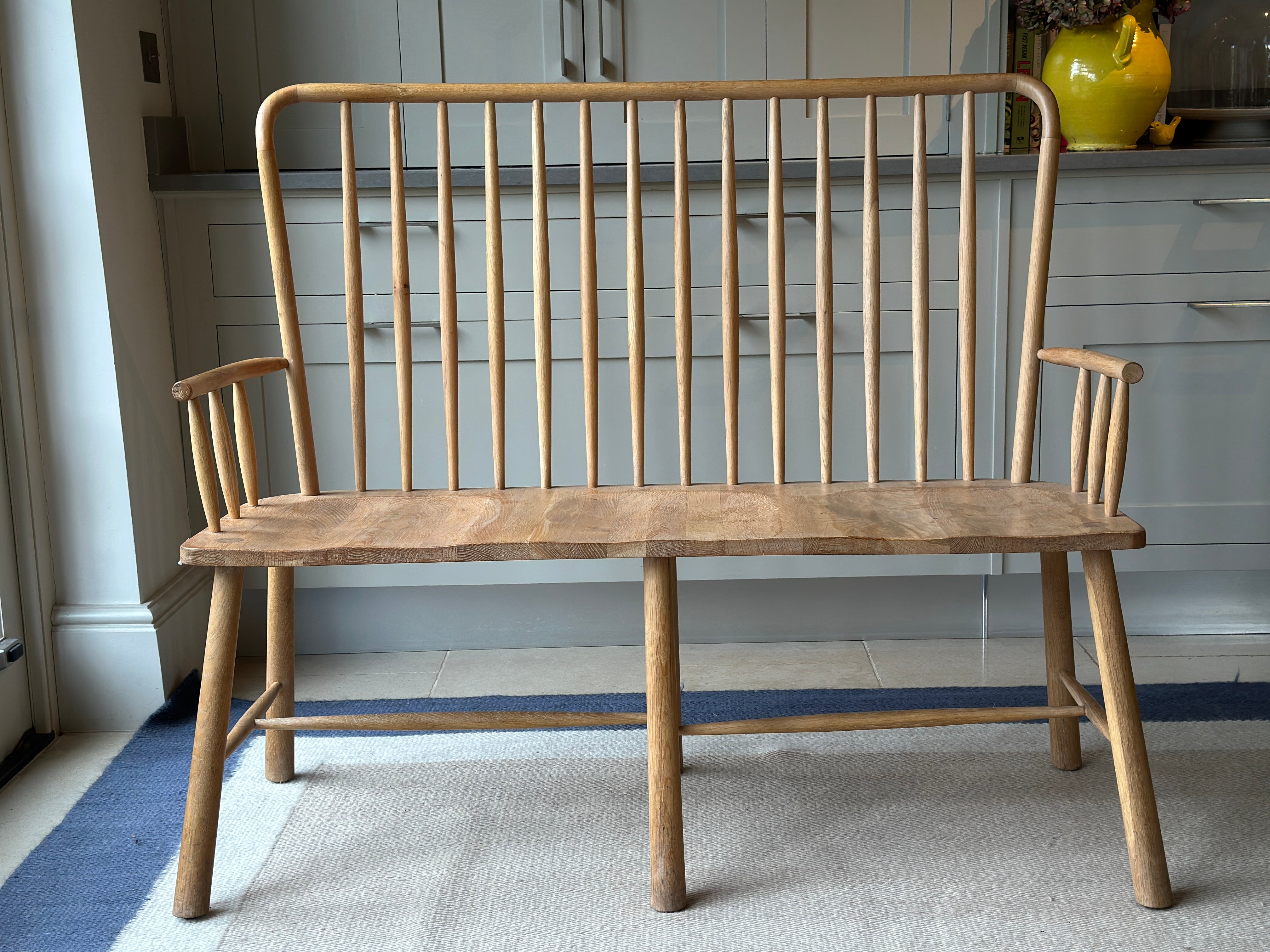 Charming Oak Spindle 3 Seat Bench