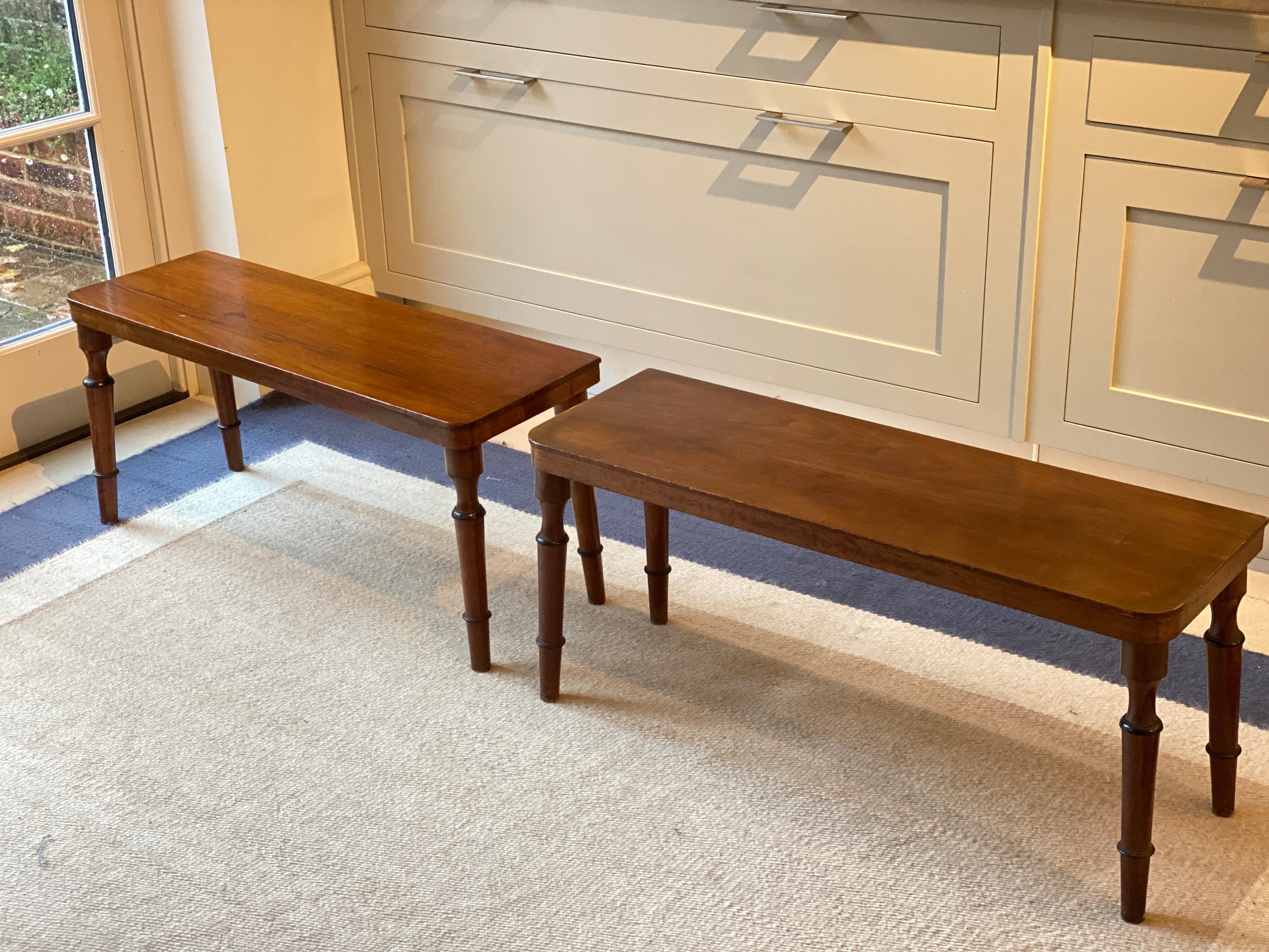 Mahogany Hall Bench with Faux Bamboo legs