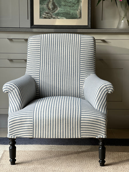 Napoleon III Chair in Blue and White sticking