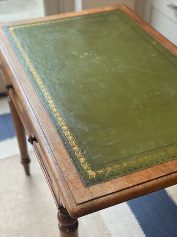 Walnut & Leather Topped Occasional Table