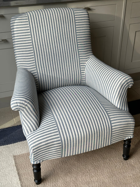 Napoleon III Chair in Blue and White sticking