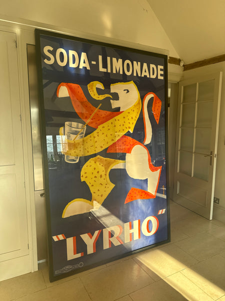 Large Original French ‘Lyrho’ Lion Poster from 1920s.