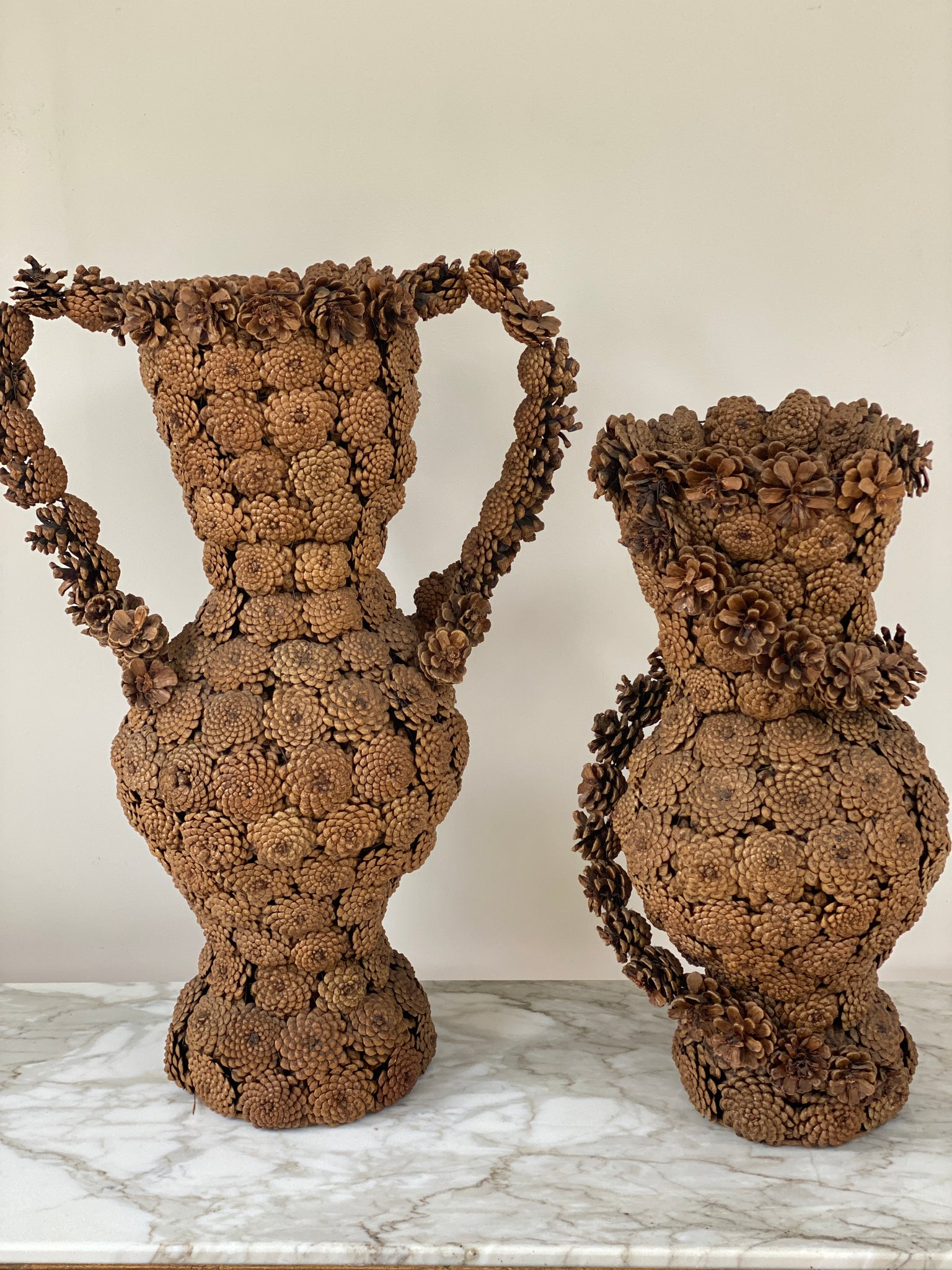 Unusual Set of Folk Art Urns