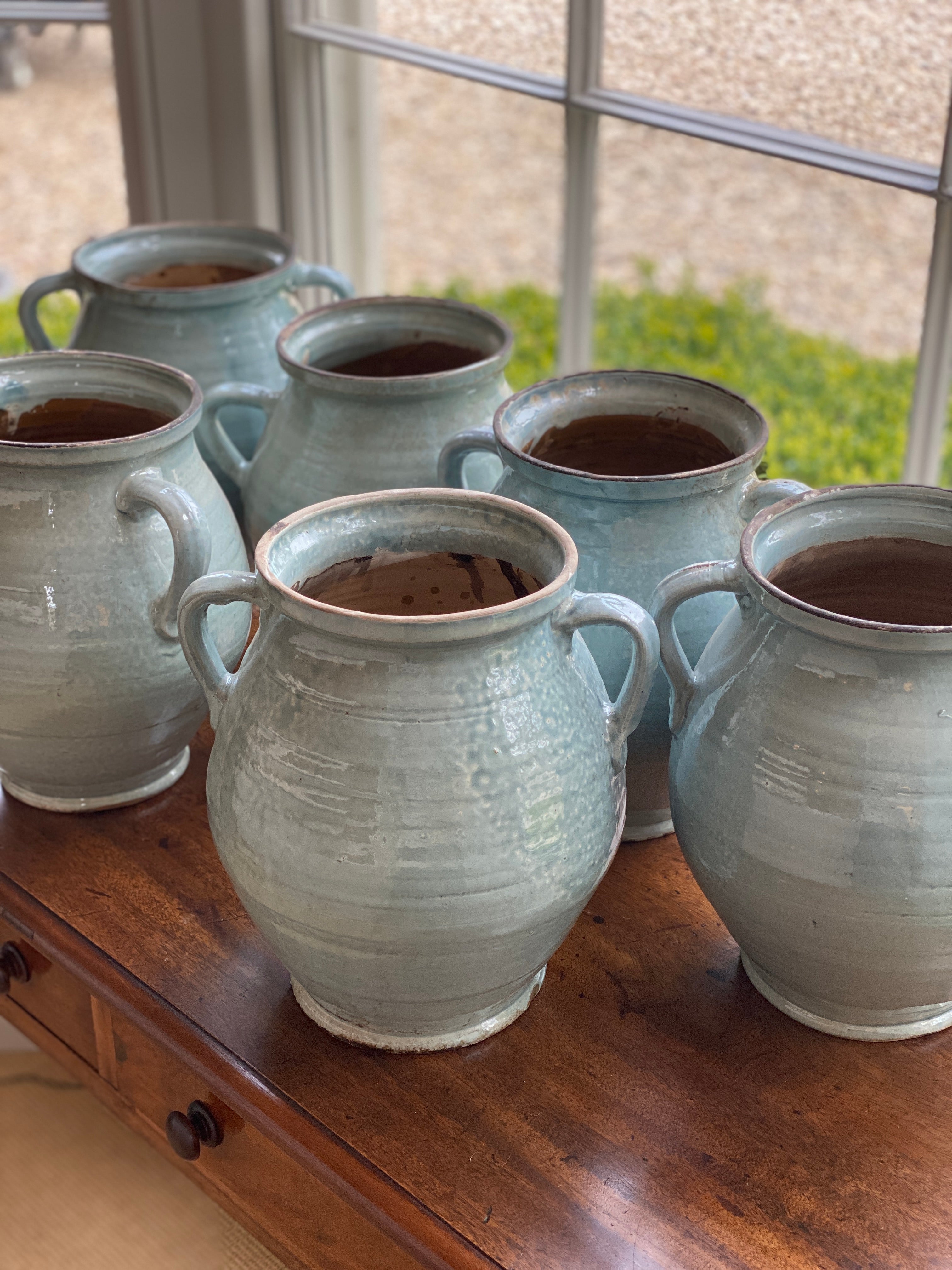 Vintage Hungarian blue glazed jugs