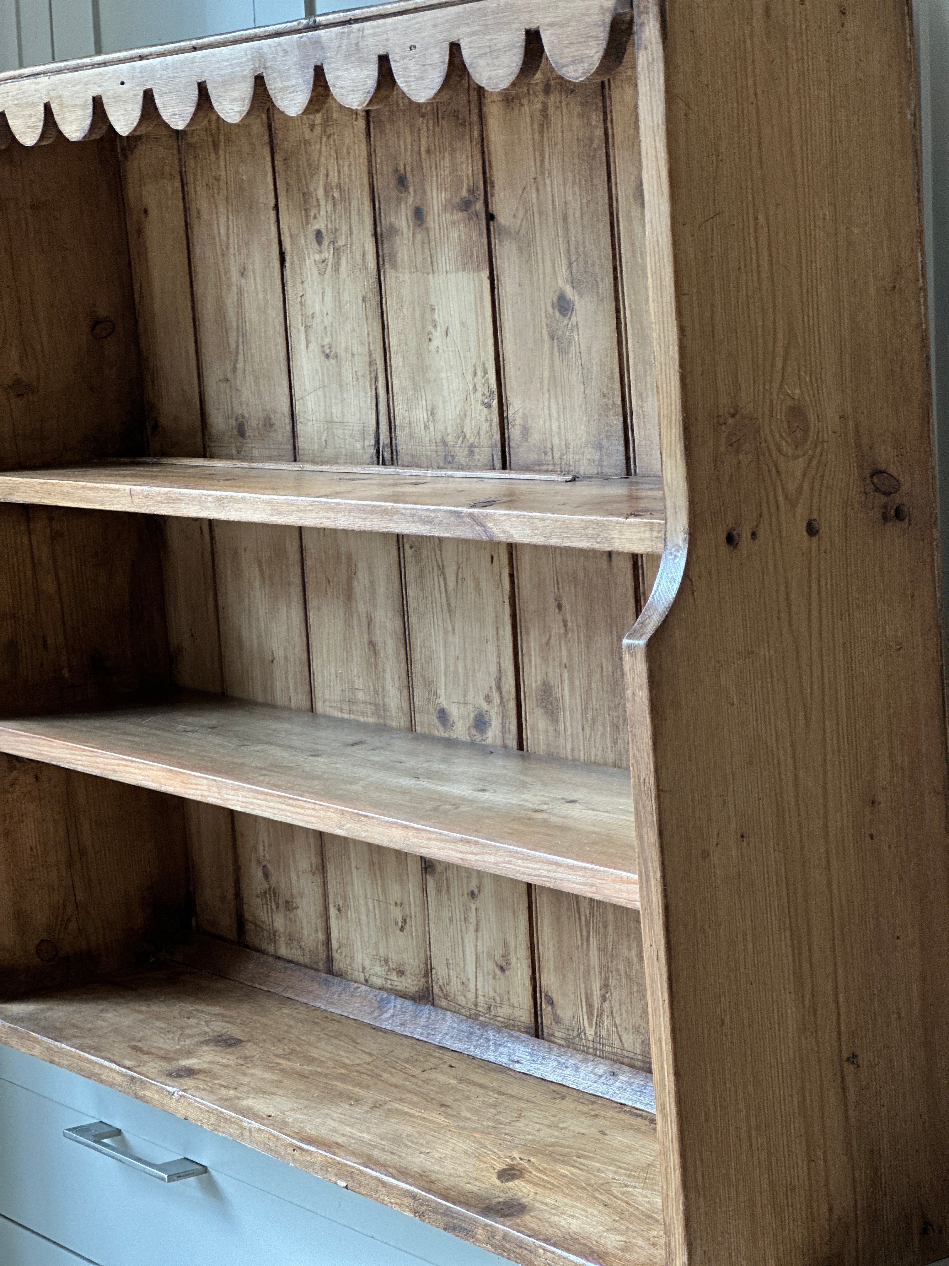 Golden Oak Hanging Shelves with Scallop Details