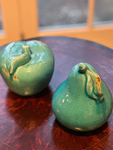 Turquoise Ceramic Apple & Pear