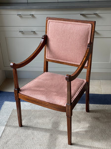 Wooden Marquetry armchair recently upholstered
