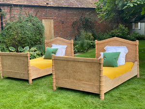 Pair of early 20th Century French Faux Bamboo bed Frames