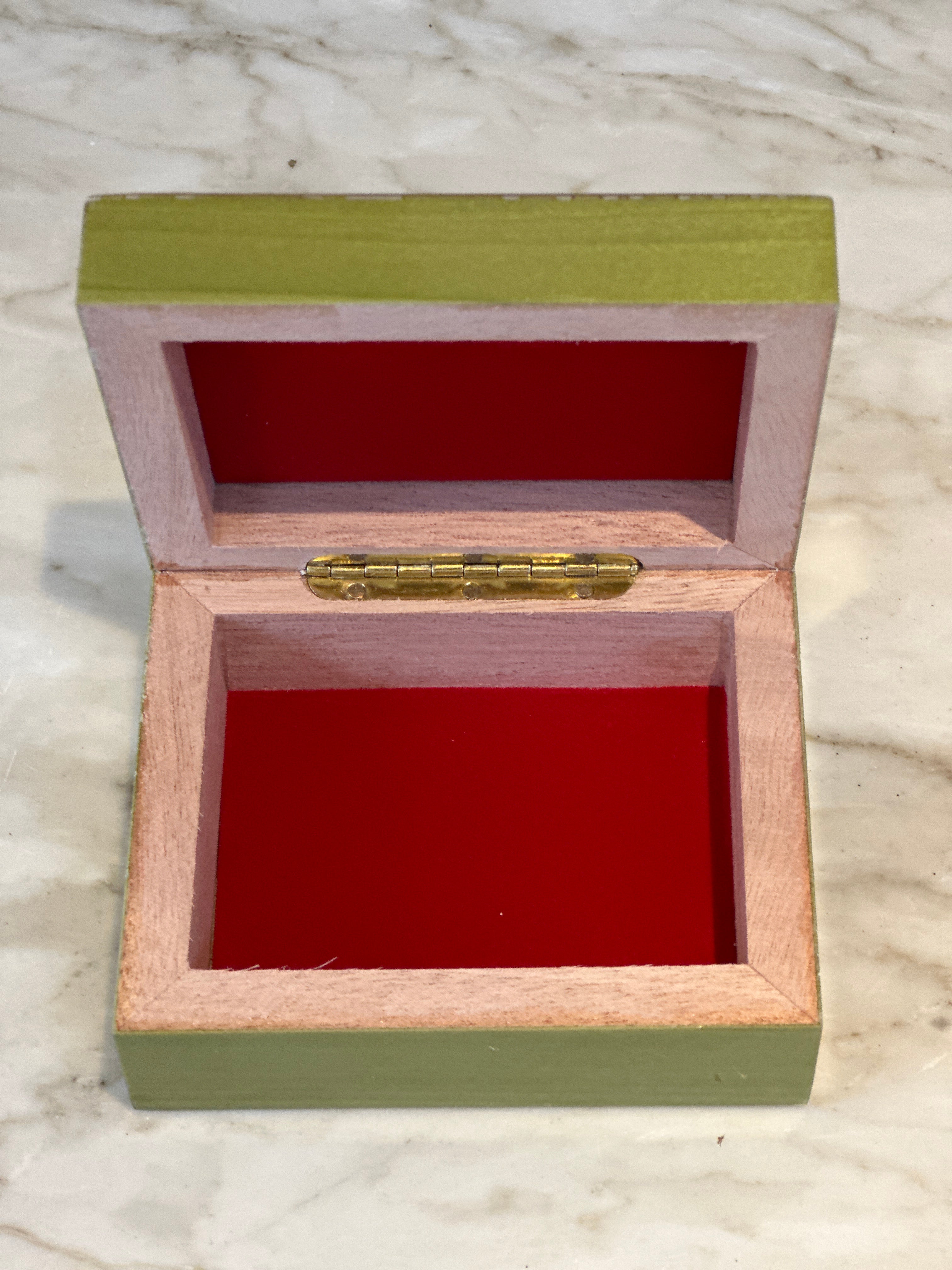 Small Marquetry Box - Seaweed Green look