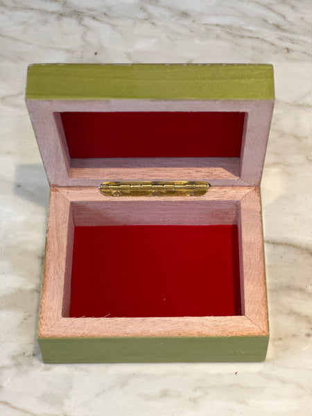 Small Marquetry Box - Seaweed Green look