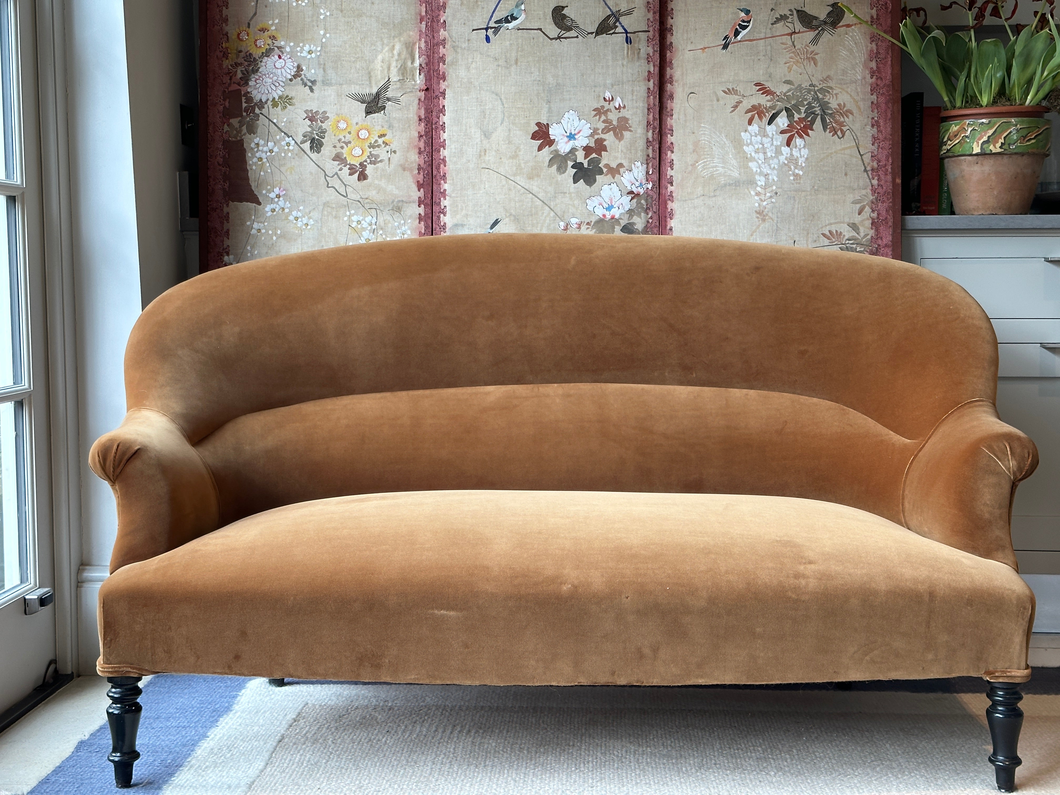 19th C Crapaud Sofa In RU Velvet