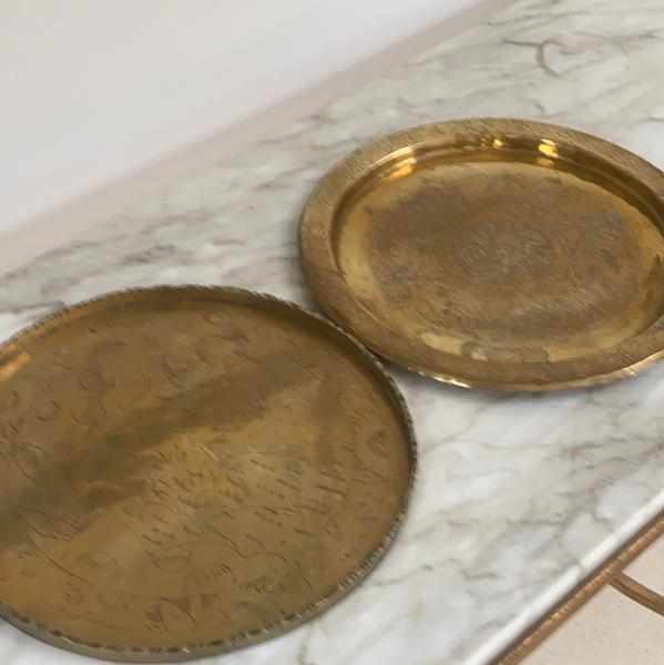 Pretty pair of small Vintage brass trays