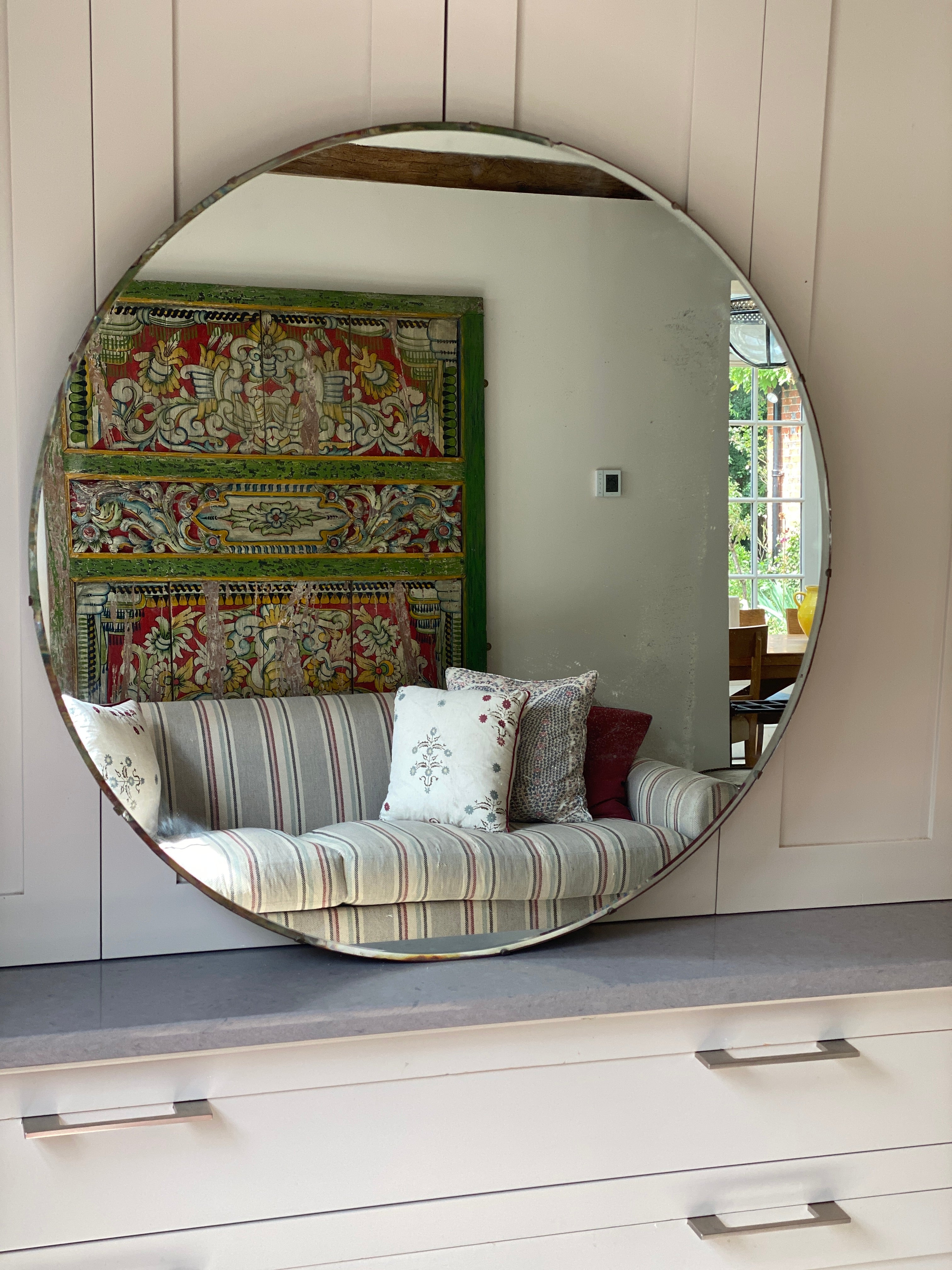 Large Vintage Circular Mirror