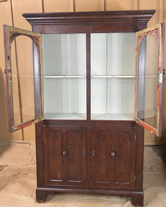 Large Glazed Pine Cabinet with Original Glass Plate