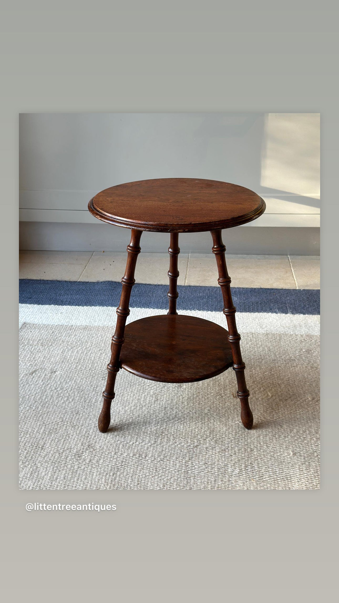 Small Vintage Cricket Table with faux bamboo legs