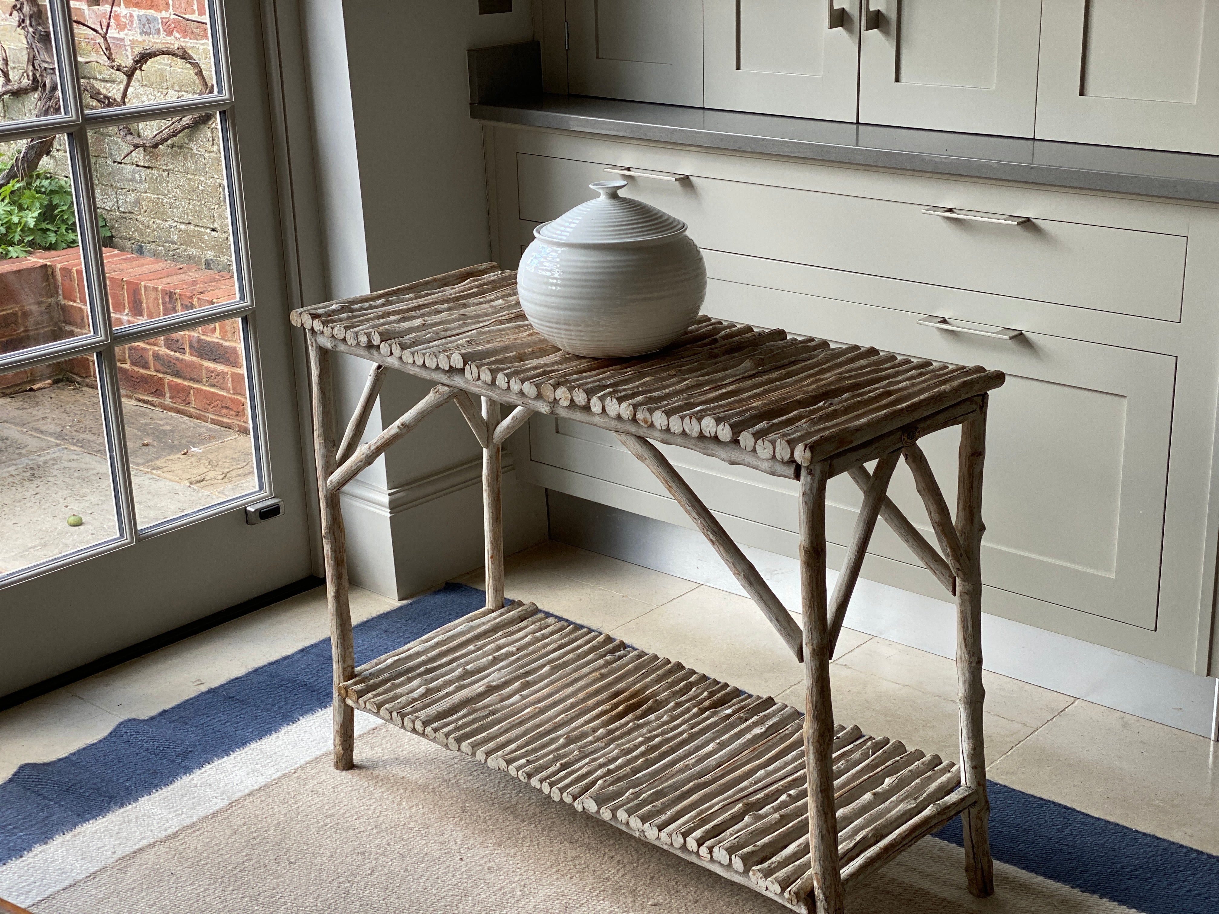 Painted Heavy Twig Console Table with Shelf