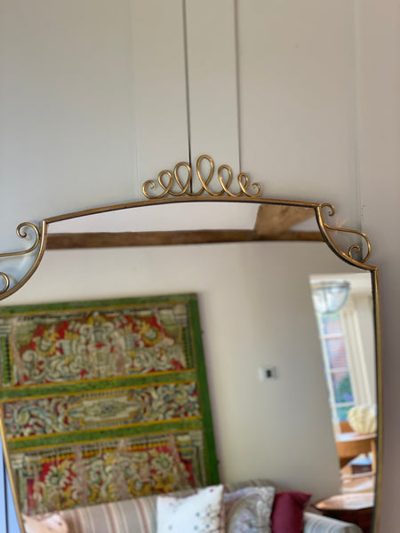Italian Brass Shield Mirror with motif