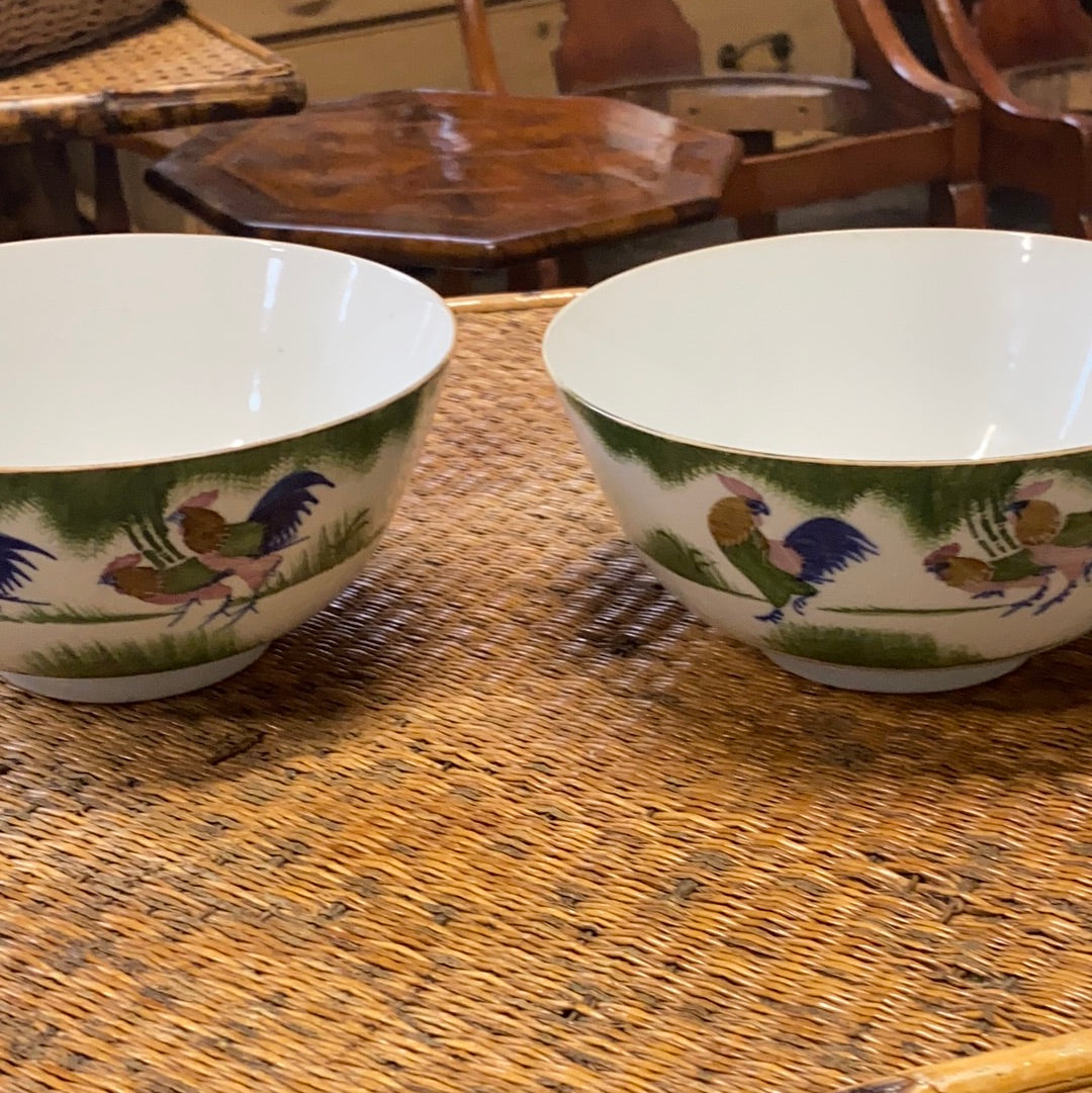 Pretty Pair of Chinese Porcelain Rice Bowls