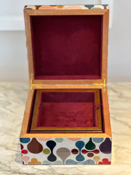 Medium Marquetry Jewellery Box - Fiori Abstract