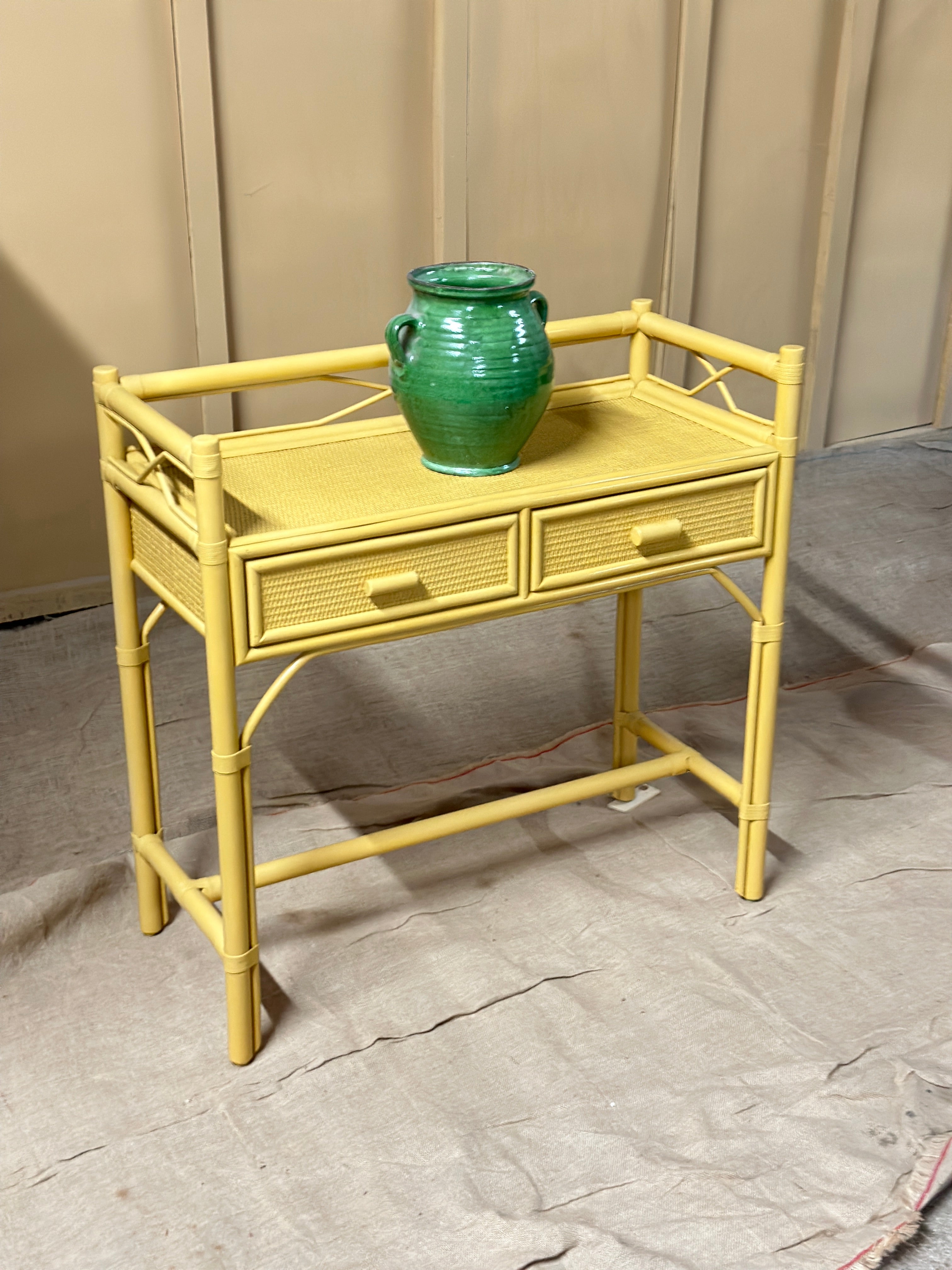 Cane Dressing Table in F&B Indian Yellow