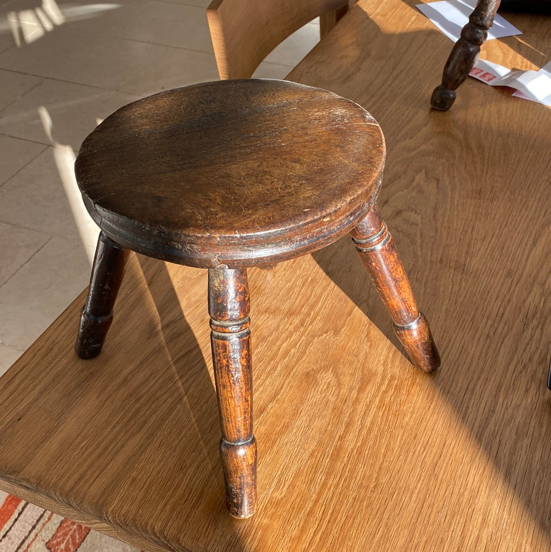 Tiny Round Oak Stool