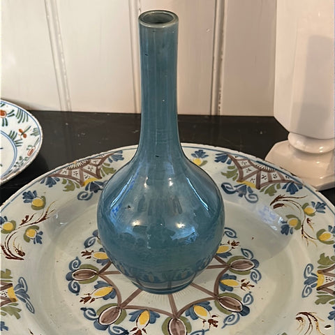 Blue Antique Awaji Bottleneck Vase